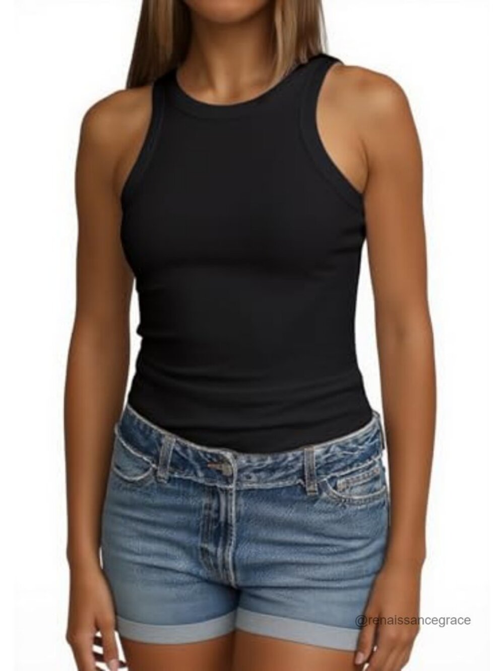 Women's Knit Ribbed Tank Top Sleeveless Stretch Fit Summer